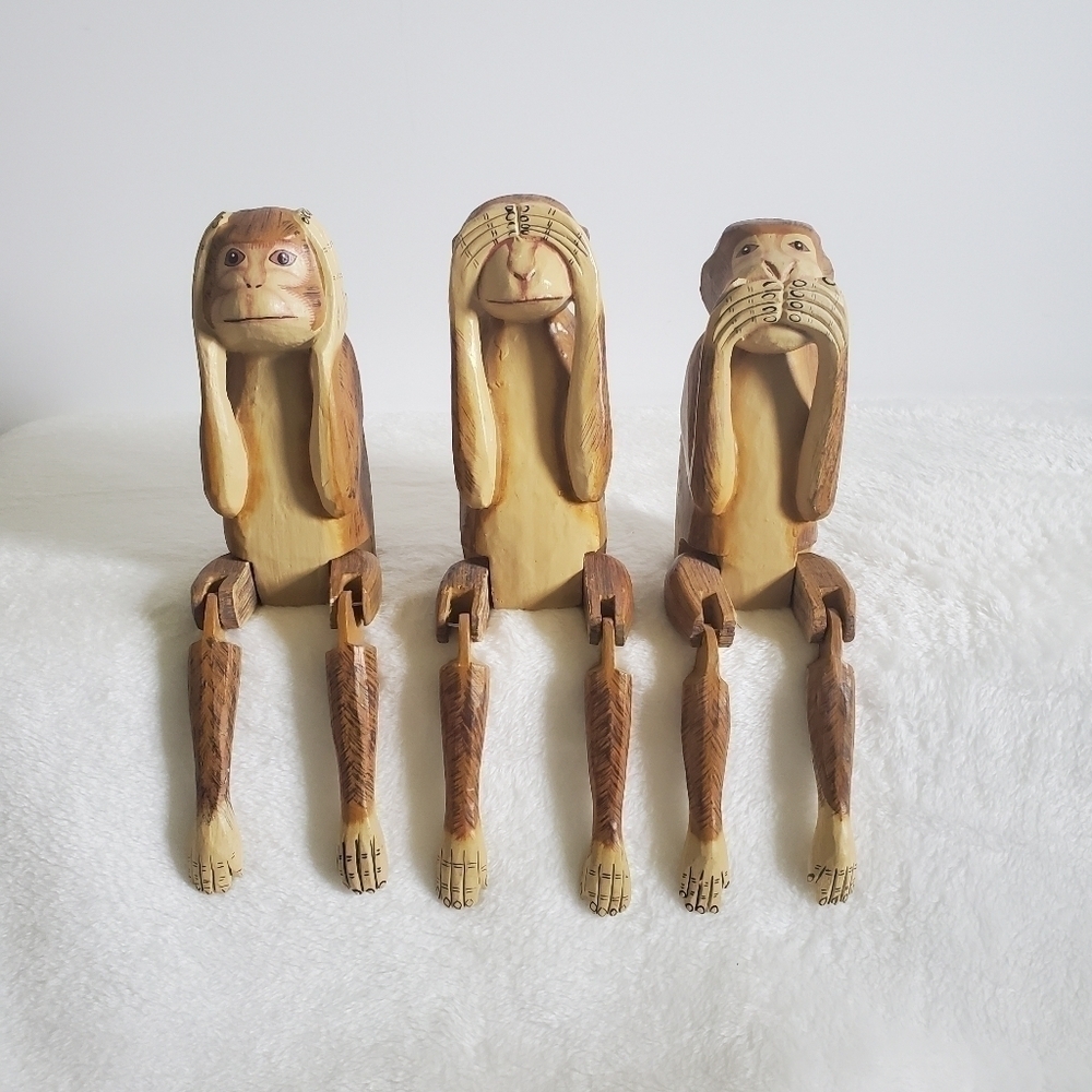 Three Wise Monkeys Bohemian Wood Hear No Evil See No Evil Speak No Evil